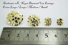 Load image into Gallery viewer, 10K Gold Authentic Nugget Round Diamond Cut Stud Earrings for Men Women 4 Sizes