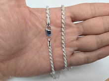 Load image into Gallery viewer, 3mm Sterling Silver D/C Rope Chain Necklaces Bracelets Handmade Italy 7 to 30 in