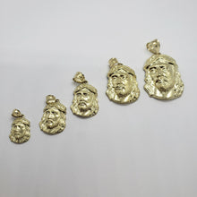 Load image into Gallery viewer, Authentic 10K Yellow Gold Diamond Cut Jesus Face Pendant Charm Left Right Styles