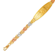 Load image into Gallery viewer, 14K Tri Color Gold Faceted Diamond Cut Good Luck ID Bracelet 6mm / 12mm 7" Chain