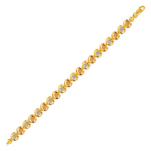 Load image into Gallery viewer, 14K Tri Color Gold Faceted Diamond Cut Bracelet 7.8mm 7" Chain Brazalete