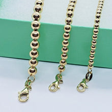 Load image into Gallery viewer, 14K Yellow Gold Hollow 3mm 4mm 5mm Bead Chain Bracelet 6.75" 7" with Extension