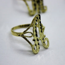 Load image into Gallery viewer, 10k Solid Yellow Gold Cursive Initial Letter Ring Diamond Cut Medium Size 6 ~ 11