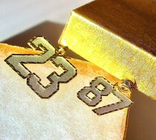 Load image into Gallery viewer, 10K Yellow Gold Custom Two-Digit Number Pendant 00-99 Diamond Cut Necklace Charm