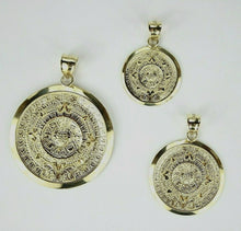 Load image into Gallery viewer, Authentic 14K Yellow Real Gold Aztec Round Calendar Pendant Charm Medal 3 Sizes