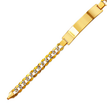 Load image into Gallery viewer, 14K White Pave Gold Curb Light ID Bracelet 10mm/8mm 8" 8.5" Engraving Available