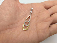 Load image into Gallery viewer, 925 Sterling Silver Tri-Color CZ Teardrop Pendant 1 5/16 (33mm) Inch Tall