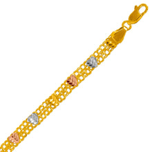 Load image into Gallery viewer, 14K Tri Color Gold Double Link Bracelet 5.5 mm Wide 7" and 7.5"