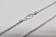 Load image into Gallery viewer, 3mm Sterling Silver D/C Rope Chain Necklaces Bracelets Handmade Italy 7 to 30 in
