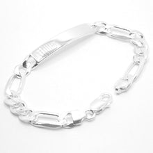 Load image into Gallery viewer, 925 Sterling Silver Personalized Custom Engraved Figaro Link ID Bracelet 8mm