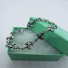 Load image into Gallery viewer, 925 Sterling Silver Fleur De Lis French Lily Bracelet Anklet 7.5 inches Long