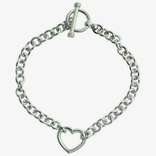 Load image into Gallery viewer, Sterling Silver Rolo Link Chain Open Heart Chain Necklace Bracelet 7" 8" 18"