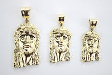 Load image into Gallery viewer, Authentic 10K Yellow Gold Diamond Cut Jesus Face Pendant 5 Sizes Left Right