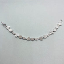 Load image into Gallery viewer, Sterling Silver Synthetic Opal Bracelet Round & Trapezoid links Hand Inlay