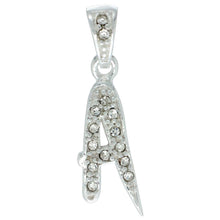 Load image into Gallery viewer, 925 Sterling Silver CZ Action Initial Letter Alphabet Pendant 3/4 Inch Wide