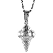Load image into Gallery viewer, 925 Sterling Silver Hollow Ice Cream Cone Pendant 11/16 (18mm) Inch Tall