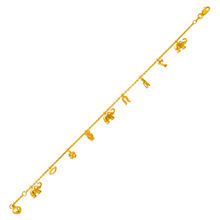 Load image into Gallery viewer, 14K Yellow Gold Various Charm Bracelet Anklet 1.5mm Link 9mm Charm 7.5" 10"