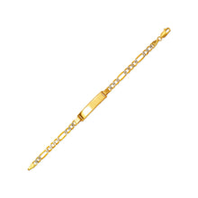 Load image into Gallery viewer, 14K White Pave Gold 6mm Baby ID Bracelet 4mm Figaro Chain 6" Engraving Available