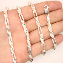 Load image into Gallery viewer, 925 Sterling Silver Twisted Milano Figarope Chain Necklace (4mm~5mm/18"~28")