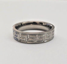 Load image into Gallery viewer, 6mm Titanium Wedding Band Ring Greek Key Flat Ring Comfort Fit Size 6 to 14