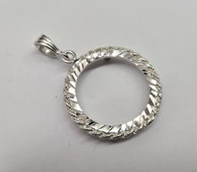 Load image into Gallery viewer, 925 Sterling Silver Rope Edge 25 Cent Quarter Coin Bezel 24mm Prong Back