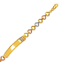 Load image into Gallery viewer, 14K Tri Color Gold Faceted DC 15 Anos ID Bracelet 7.5mm Wide 8mm Center 7" Chain