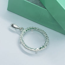 Load image into Gallery viewer, Sterling Silver Nickel Bezel 22mm Coins Prong Back Rope Edge Diamond Cut 5 Cent