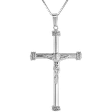 Load image into Gallery viewer, 925 Sterling Silver Large Rope Crucifix Cross Pendant 1 13/16 Inch Tall (46mm)