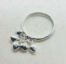 Load image into Gallery viewer, 925 Sterling Silver Dangling Heart Charms Toe Ring for Foot Beach Sizes 3-10.5