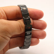 Load image into Gallery viewer, Tungsten Carbide Plain Black Germanium Magnetic Therapy Bracelet, 1/2 Inch Wide