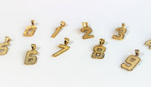 Load image into Gallery viewer, 10K Solid Yellow Gold Number Digit Charm Pendant 0-9 Diamond Cut 2 Sizes