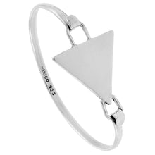 Load image into Gallery viewer, 925 Sterling Silver Hook and Eye Triangular Disk Bangle Bracelet 7.25" Long
