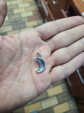 Load image into Gallery viewer, 925 Sterling Silver Plain Puffy Crescent Moon Pendant 3/4 (19mm) Inch Tall