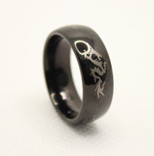Load image into Gallery viewer, Tungsten Carbide Black Domed Chinese Dragon Silhouette Wedding Band Ring 8mm