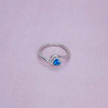 Load image into Gallery viewer, Dainty Sterling Silver Synthetic Opal Bypass Heart Ring for Women
