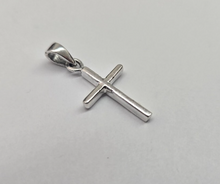 Load image into Gallery viewer, 925 Sterling Silver Smooth Rounded Bar Cross Pendant 1 Inch (25mm) Tall