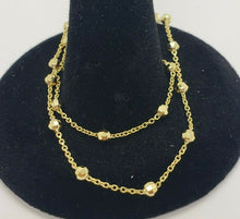Load image into Gallery viewer, 14K Solid Yellow Gold Station Ball Bead Rolo Bracelet Anklet 2mm 4mm 7" 10"