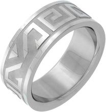 Load image into Gallery viewer, Surgical Stainless Steel Aztec Wedding Band Ring with Etched Design 8mm 7-14