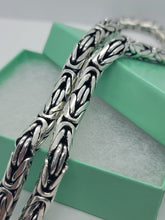 Load image into Gallery viewer, 7mm Sterling Silver Round BYZANTINE Chain Necklace Bracelet Antiqued Finish