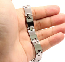 Load image into Gallery viewer, Tungsten Carbide Triangular Faceted Magnetic Therapy Bracelet, 3/8 Inch Wide