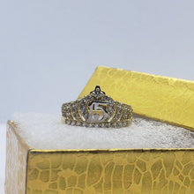Load image into Gallery viewer, 10K Solid Gold Crown Sweet 15 Ring Quinceanera Anos Birthday Band Girl 5 - 10.5