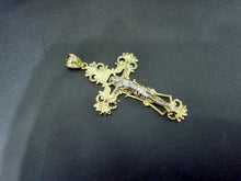 Load image into Gallery viewer, Authentic 10K Yellow & White Gold Filigree Crucifix Cross Jesus Pendant No Chain