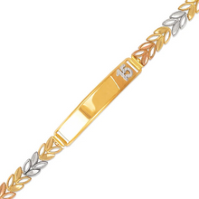 Load image into Gallery viewer, 14K Tri Color Gold 15 Anos Quinceanera Diamond Cut Faceted ID Bracelet 6mm/8mm