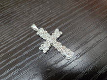 Load image into Gallery viewer, 925 Sterling Silver Wide Flat Nugget Cross Pendant 1 3/8 Inch Tall (35mm)