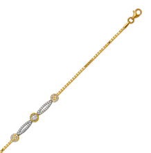 Load image into Gallery viewer, 14K Two Tone Gold 6mm Center, 1mm Ladies Bracelet High Polished Fancy Chain