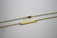 Load image into Gallery viewer, 14K Real Yellow Gold Small Bar Pendant with Rolo Chain Diamond Cut
