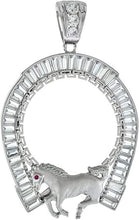 Load image into Gallery viewer, Silver Baguette Horse Horseshoe Mexican 50 Peso Gold Centenario Coin Bezel 37mm