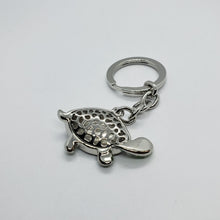 Load image into Gallery viewer, Jeweled Tortoise Turtle Key Chain Crystal Key Ring Multi Color 3 1/2 inches long