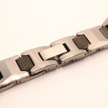 Load image into Gallery viewer, Tungsten Carbide 2-Tone Black Faceted Cushion Links Magnetic Therapy Bracelet