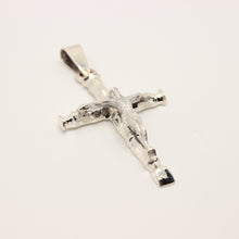 Load image into Gallery viewer, 925 Sterling Silver Detailed Bamboo Styled Christian Crucifix Cross Pendant